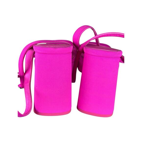 ZARA Bright Fuchsia Chunky Platform Sandals Size 7 US / 37 EU Strappy Block Heel - Picture 8 of 9